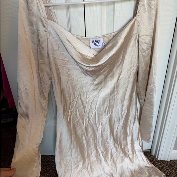 Princess Polly Dresses & Skirts - Princess Polly Soft Champagne Satin Cowl Neck Top